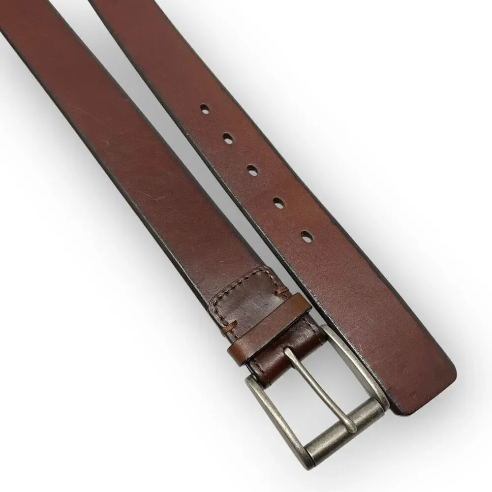 Roundtree & Yorke Brown Burnished Cowhide Leather Dress Belt Men's Size 54/135